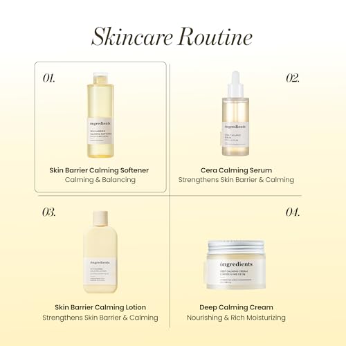 ONGREDIENTS Skin Barrier Calming Softener | Daily Soothing Toner for Dry, Sensitive Skin | Panthenol, Hyaluronic Acid, Ceramide, Hydrating, pH Balancing | Vegan, Korean Skin Care 250ml / 8.45 fl Oz