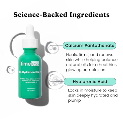 Timeless Skin Care Vitamin B5 Serum - Hydrating Face Serum with Hyaluronic Acid - Oil-Free - for Oily Skin - Fragrance-Free - 4 oz