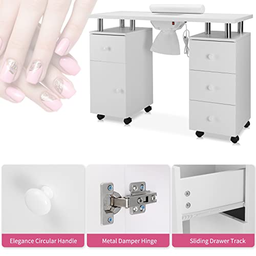 OmySalon Manicure Table with Electric Dust Collector & Lockable Wheels