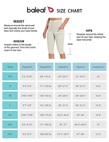 BALEAF Women's Capri Leggings Knee Length High Waisted Plus Size Yoga Casual Workout Exercise Capris with Pockets Gulf Blue XL