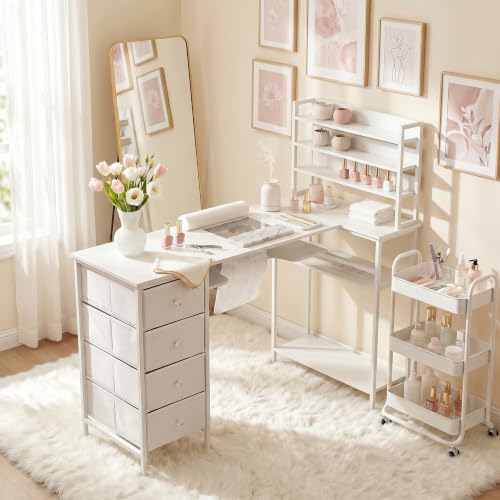 Professional Nail Desk 47.2" with Dust Collector & Outlet