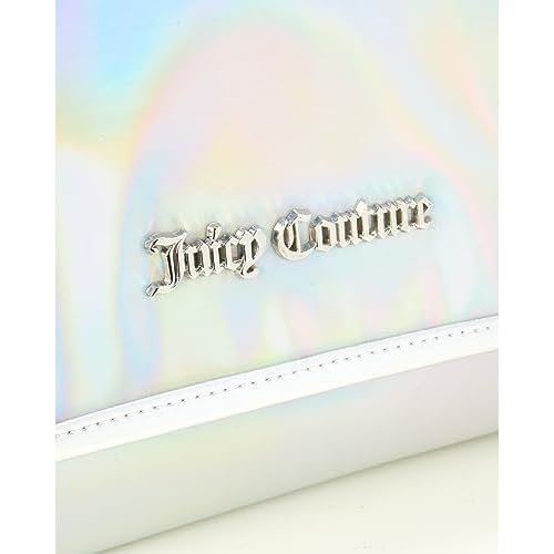 Juicy Couture Iridescent Makeup Bag Cosmetics Organizer Travel Essentials Hanging Hook Iridescent Silver Trim