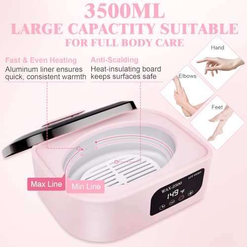 Beauty Star 3500ml Pink Paraffin Wax Machine for Hands & Feet with Accessories