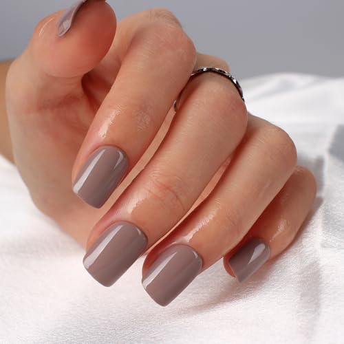 Brown Press On Nails Short Kit - 30 Piece Gel Nail Set