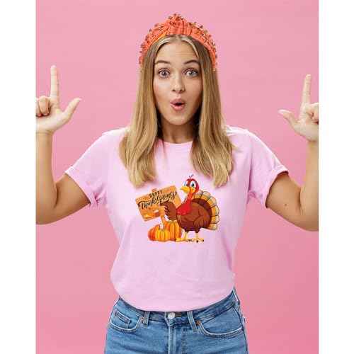 Thanksgiving Headband Fall Headband for Women Enamel Pumpkin Crystal Knotted Head Band Jeweled Tweed Top Knot Head Band Autumn Ooutfit Accessories (Pumpkin)