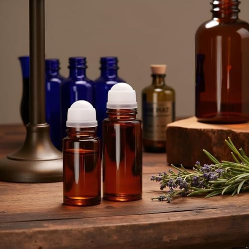 2-Pack Brown Glass 50ml Essential Oil Roller Bottles