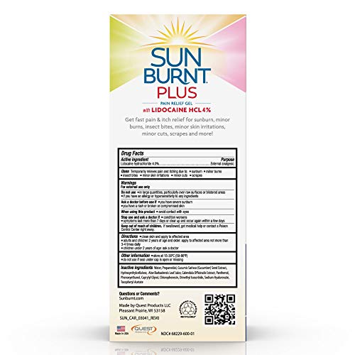 Sunburnt Plus After-Sun Gel with Lidocaine, 4 oz