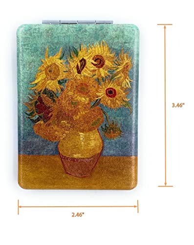 Compact Makeup Mirror with Van Gogh Sunflowers Design