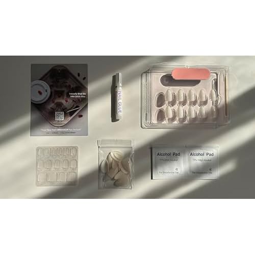 GelTech Press-On Nails - Coconut Milk | Sheer White, Almond, Soft Gel Nails | 30 Nails in 15 Sizes