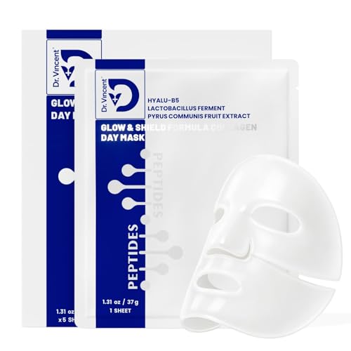 Deep Hydrating Overnight Collagen Hydrogel Mask, Bio-Collagen Facial Mask for Pore-Refining Appearance & Skin Suppleness, Face Sheet Mask with Ferment Extract, Vitamin E & Peptides, 37gx5ea