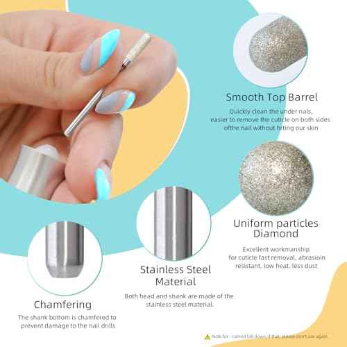 4mm Round Barrel Cuticle Clean Nail Drill Bits, Russian Diamond Nail Bit Professional Safety Under Nail Cleaner Burr for Cuticle Dead Skin, Electric Nails Drill Accessories, Fine