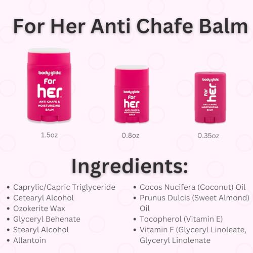 Body Glide For Her Anti Chafe Balm | Chafing stick with added emollients | Great for dry, sensitive skin and/or sensitive areas | Use on chest, bra, butt, groin, arm, and thigh chafing | 1.5oz