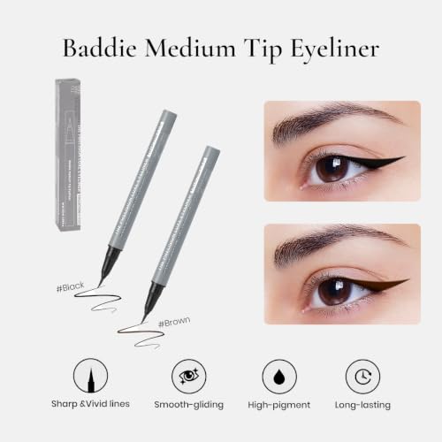 RUBY VIBE CO Black Eyeliner Pen - Medium Tip, Smudge-Resistant