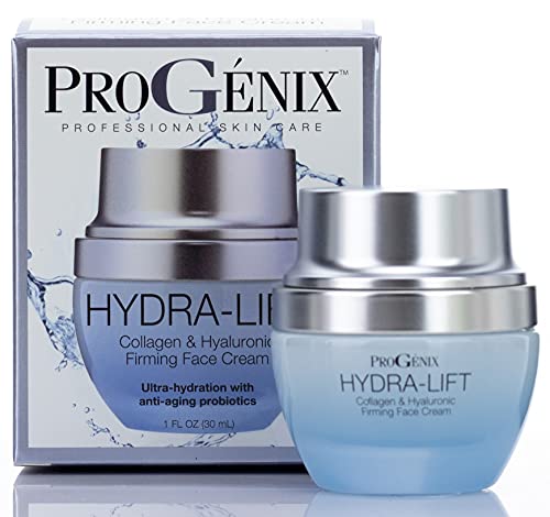 ProGenix Hydra-Lift Collagen + Hyaluronic Acid Face Cream Firming Skin Care Moisturizer Infused Peptides & Green Tea - Rehydrates & Plumps Fine Lines + Wrinkles For Visibly Lifted Contours, 1Oz