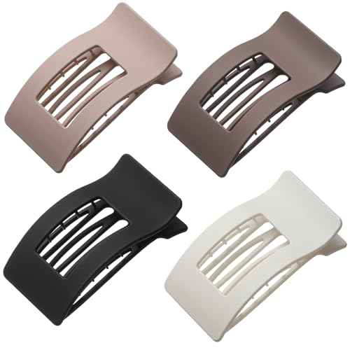 4 PCS Flat Hair Clips, Large Flat Claw Clips for Women Girls, Strong Hold French Hair Clips for Thick Thin Hair, Stylish Classic Hair Barrettes(Neutral Matte)