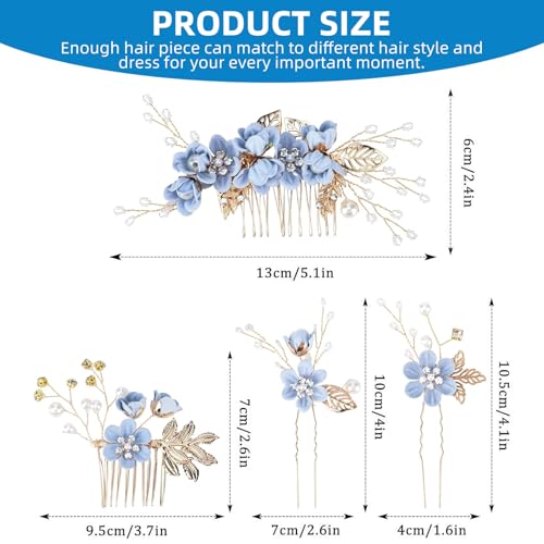 5-Piece Bridal Hair Comb & Clip Set with Rhinestones