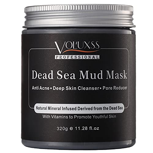 Dead Sea Mud Mask for Face and Body,Deep Cleansing Face Mask for Acne,Pore Minimizer,Natural Skincare Charcoal Blackheads Remover,Skincare Spa Clay Facial Mask for Women & Men 11.28fl.oz