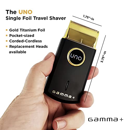 GAMMA+ Uno Mini-Sized Travel Cordless Mens Single Foil Shaver, Micro-USB Rechargeable for Shorter Facial Stubble