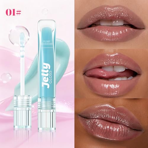 WanTuoluo Jelly Lip Gloss - Glass Shine Tint, 5 Colors