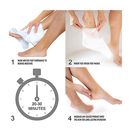 CALA Moisturizing Foot Mask Socks - Hydrating Booties with Shea Butter, 3 Pairs