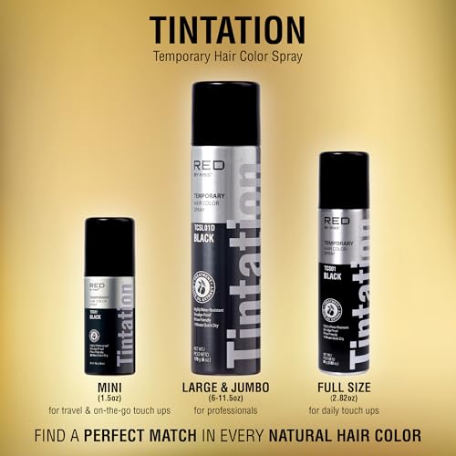 Red by Kiss Temporary Hair Color Spray Black 2.82oz