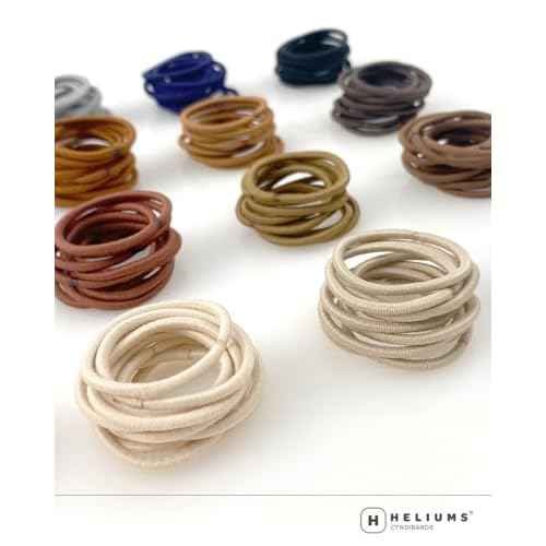Heliums Small Hair Ties - Beige Blonde - No Damage Mini 1 Inch Reusable 2mm Elastics for Thin Hair and Kids, Neutral Ponytail Holders - 48 Count