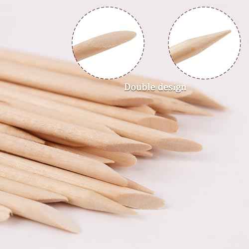 100PCS Orange Wood Nail Sticks, 4.5 Inch Wooden Cuticle Pusher and Remover Set, Dual-Headed Manicure Tools for Home and Salon