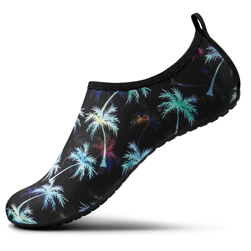 SEEKWAY Water Shoes Women Men Adult Quick-Dry Aqua Socks Barefoot Non Slip for Beach Swim River Pool Lake surf Black Size SK002