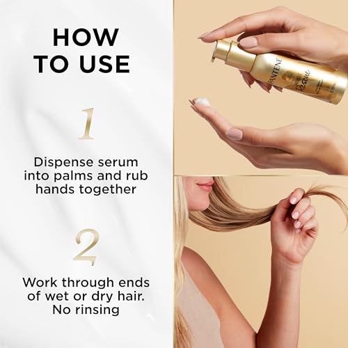 Pantene Hair Serum, Split Ends Hair Treatment, Hair Serum for Frizzy and Damaged Hair, Miracle Rescue, 3.2 oz
