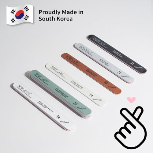 BOBOGGU 72 Korean Professional Nail Files 25PCS Double Sided Emery Board (180/180 Grit) Reusable Washable Durable Suitable for All Kinds of Nails, Zebra Color 180 Grit Nail File