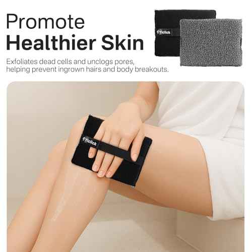 Yiclick Exfoliating Body Scrubber Exfoliator 2 Pack - Exfoliating Sponge, Shower Bath Sponge Loofah with Handle, Body Scrub Lufas Washcloth Net Brush, Dead Skin Remover for Body(Rectangle)