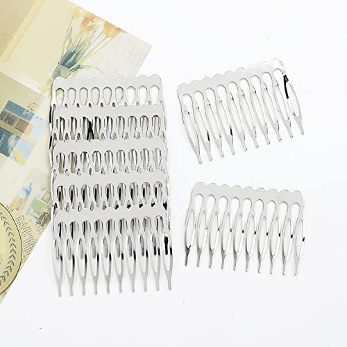 20 Pack Silver Metal Hair Combs - 10 Teeth Side Slide Combs