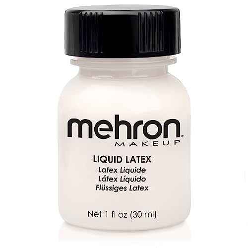 Mehron Makeup Liquid Latex | SFX Makeup | Halloween | Latex Glue for Skin | Prosthetic Glue 1 fl oz (30 ml) (Clear Flesh)