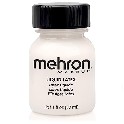 Mehron Makeup Liquid Latex | SFX Makeup | Halloween Latex Makeup | Latex Glue for Skin | Prosthetic Glue 1 fl oz (30 ml) (Clear Flesh)