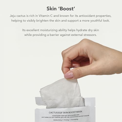 A'Prep Cactus EGF Skin Boost Mask (5 Sheets) ? Hydrating & Nourishing Sheet Mask with Jeju Cactus Extract & EGF | Vegan-Certified for Sensitive Skin | Korean Skincare