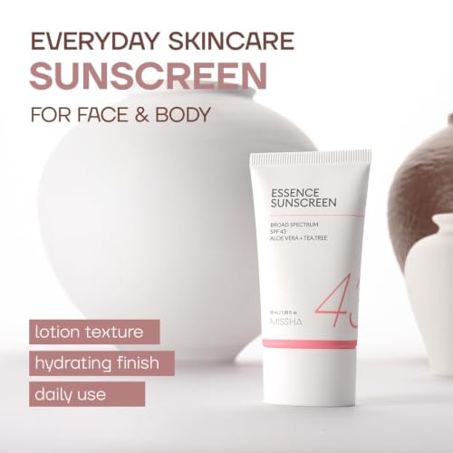 MISSHA All Around Essence Sunscreen SPF 43 No White Cast for Face & Body 1.69 oz