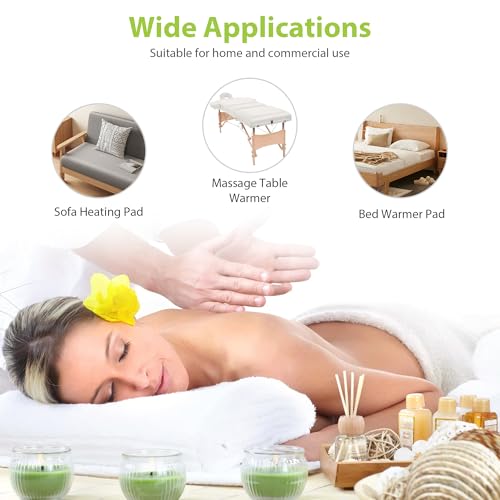 Massage Table Warmer Heating Pad Professional SPA Massage Bed Warmer with Timer, 9 Heat Setting, Overheat Protection for Massage Bed & Spa, Thickened & Soft Fleece, 30" x 71"