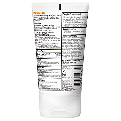 La Roche-Posay Anthelios Mineral Sunscreen SPF 50 Gentle Lotion | Broad Spectrum SPF + Antioxidants | Face & Body Sunscreen | Titanium Dioxide & Zinc Oxide Sunscreen | Oxybenzone Free | Oil Free