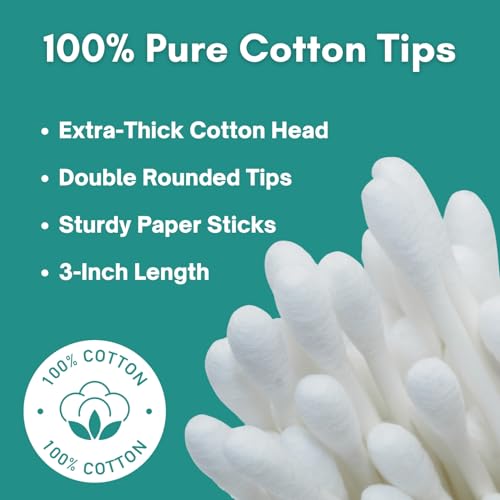 SNOWDAZZLE Pure Cotton Swabs 50 Count - Travel Size Paper Sticks
