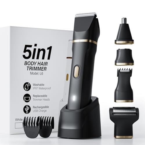 Electric Razors for Women, Valentines Day Gifts 5-in-1 Wet/Dry Bikini Trimmer with USB Charge Dock, Deluxe Facial Hair Removal, Wet/Dry Body Shaver for Nose Eyebrows Beard Underarm Leg Arm (Black)