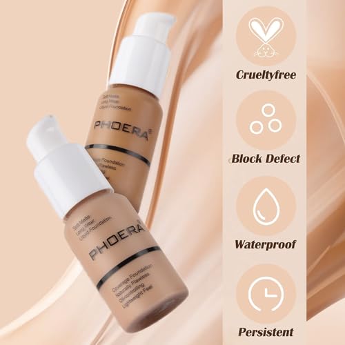 Phoer A Full Coverage Matte Foundation - 24HR Waterproof, Oil-Control
