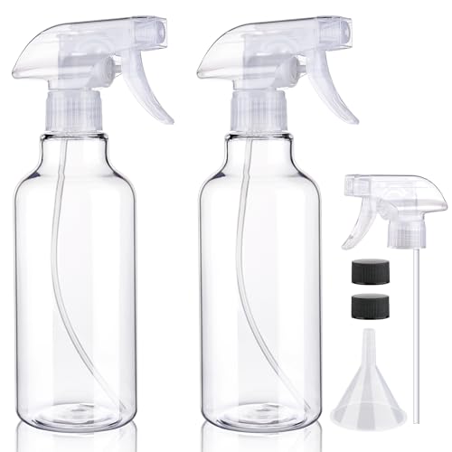Plastic Spray Bottles 16.9oz 2-Pack with Adjustable Nozzle