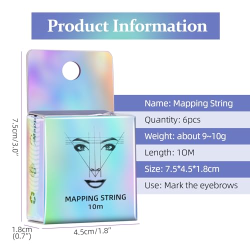 ATOMUS Eyebrow Mapping String 6 Pack - 10m Pre-Inked Microblading Thread