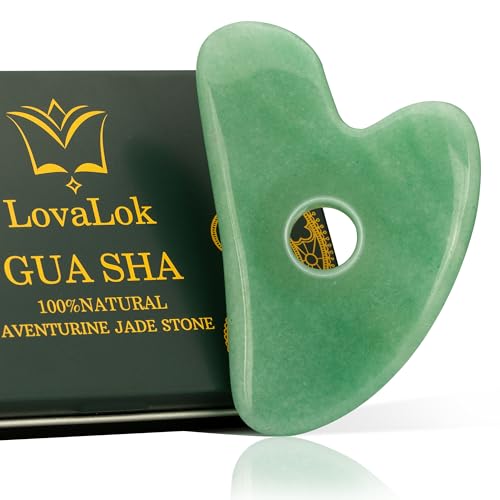 Lovalok Gua Sha Facial Tools, Gua Sha Stone, Guasha Tool for Face, Natural Jade Stone Green, Board for SPA Acupuncture Therapy Trigger Point Treatment Face Massage Tools and Face sculpting Tool