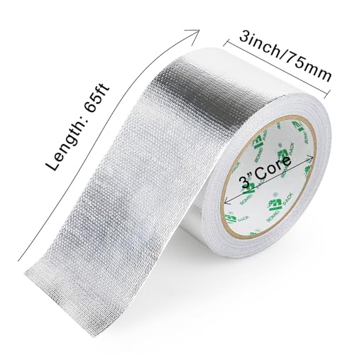 BOMEI PACK Aluminum Foil Heat Shield Tape 3in x 66ft High Temp Reflective Insulation