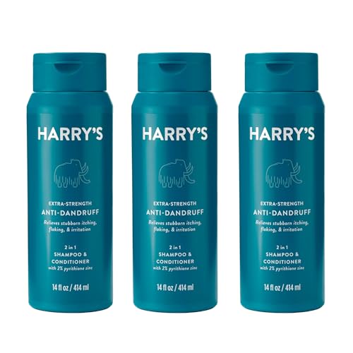 Harry's Men’s Extra Strength Anti Dandruff 2-in-1 Shampoo and Conditioner with 2% Pyrithione Zinc – 14 fl oz, 3ct