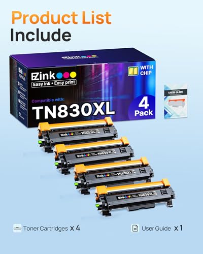 E-Z Ink TN830XL Toner Cartridge 4-Pack for Brother Printers