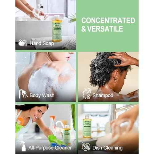 Peppermint Castile Soap Liquid 8 OZ, Made with Certified Organic Oils, Gentle Peppermint Soap for Body Wash, Face, Hands, Dishes, Laundry & More - Vegan & Natural Ingredients Versatile Cleanser