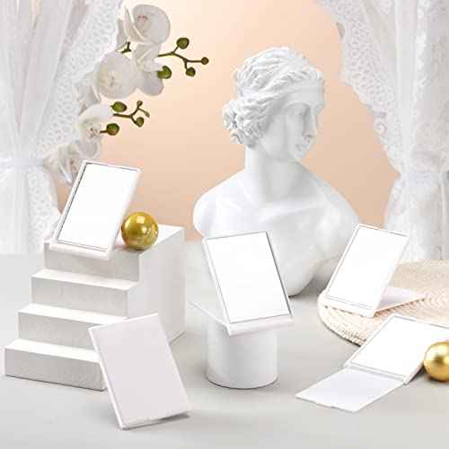 Queekay 16 Pcs 2 x 3 x 0.2''Small Makeup Folding Mirror Bulk Travel Portable Folding Rectangle Compact Stand up Portable Vanity Mirror for Women(White)