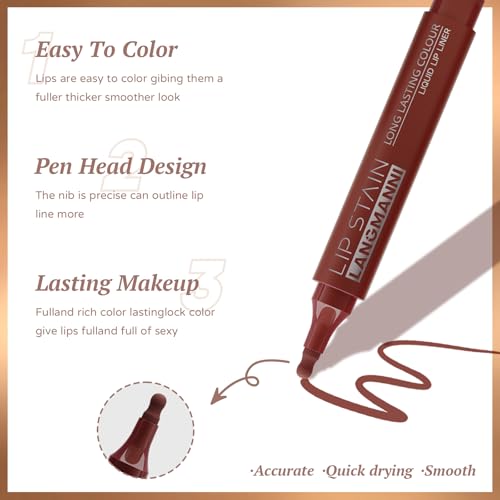 HOSAILY Lip Combo: Mocha Brown Lip Liner + Nude Gloss, Long-Wear Matte Lip Stain